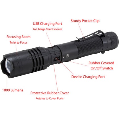 Promier 1000 Lum Rechargeable - Tactical Grade Flshlight Black