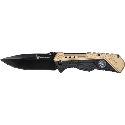 S&W KNIFE BLACK/FDE SPRING AST